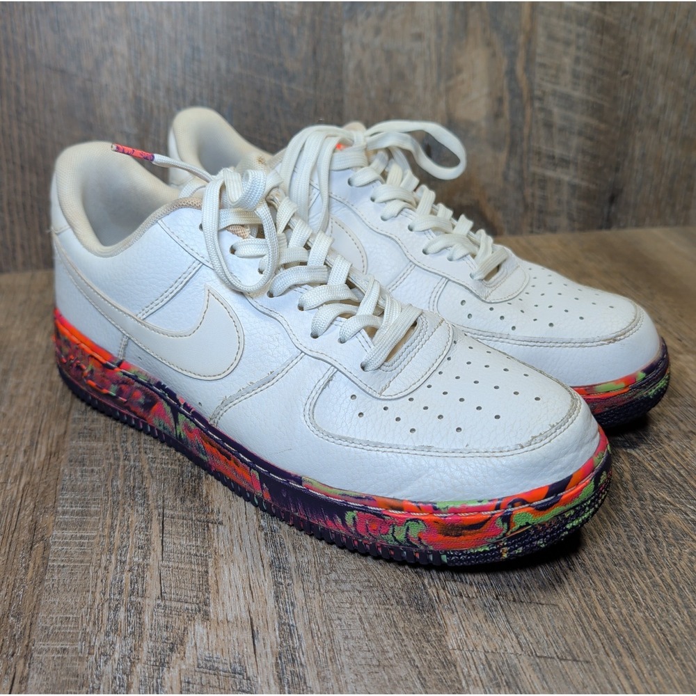 Nike Air Force 1 Low White Multi-Color Marble Sneakers AJ9507-100 Mens Size 10
